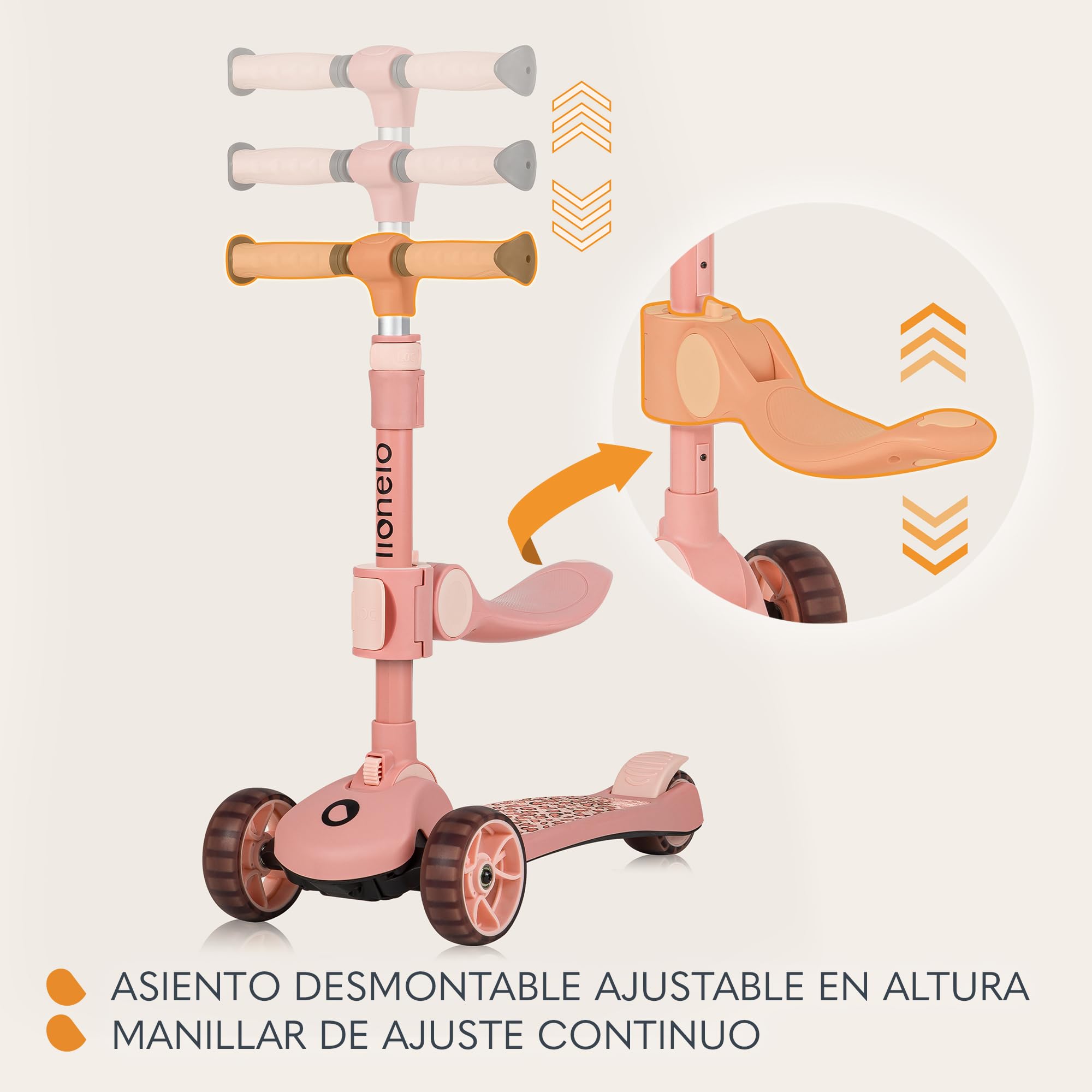 LIONELO Franky Bicicleta y Patinete 2 en 1 para niños de hasta 50 kg, Apto para niños de 1 a 7 años, con Asiento y Manillar Ajustables, Ruedas LED, Marco Reforzado