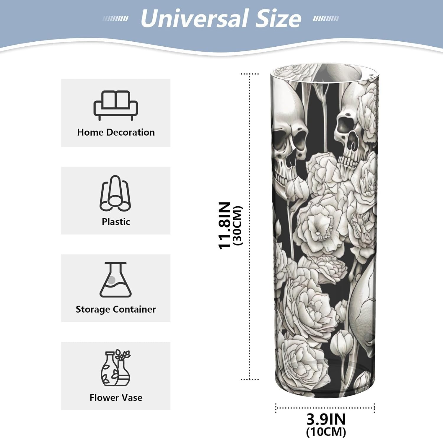 White Skull Flower Vases Clear Vase for Decor Centerpieces Living Room Table Decor