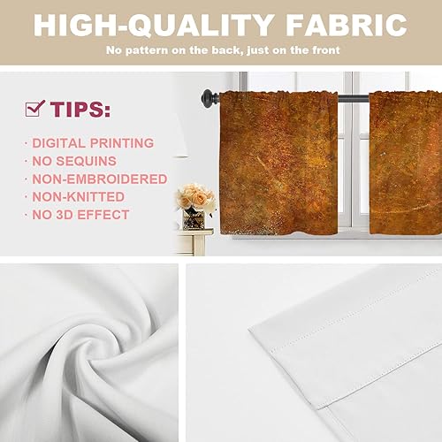 Miniatura 1153 de Cenefas de cocina modernas con patrón de cobre marrón dorado para ventanas, cenefas opacas abstractas de marcas de arañazos y cortinas opacas