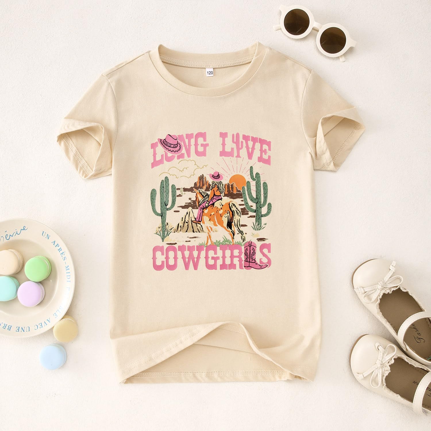 Ritatte Toddler Western Cowgirl Shirt Kids Let's Go Girls T-Shirt Long Live Cowgirls Rodeo Graphic Short Sleeve Tees Top 2-9Y