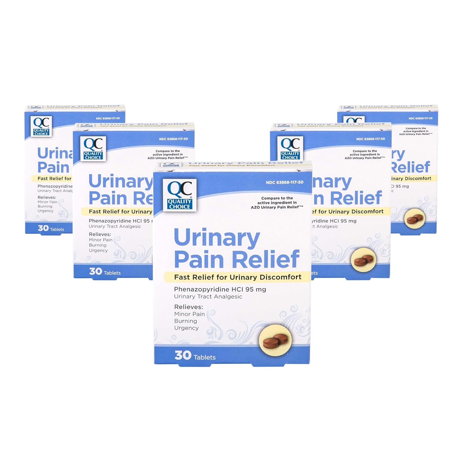 Alívio Rápido da Dor Urinária Quality Choice, Fenazopiridina 95mg em Comprimidos com 30 Unidades, Alivia Sintomas de UTI, Queimação e Necessidade Frequente de Urinar