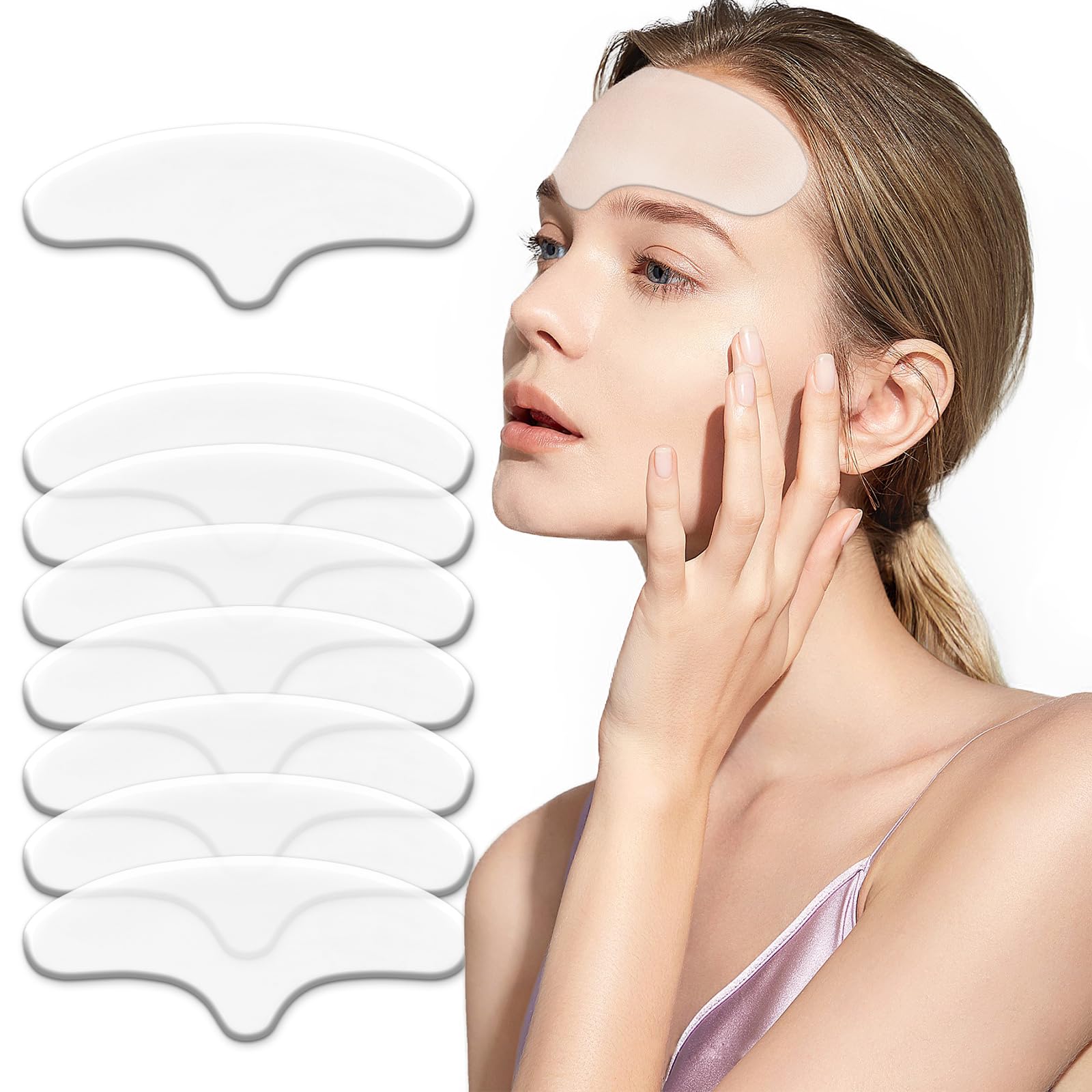Pacify 8 Pcs Silicone Forehead Wrinkle Patches, Reusable Anti Wrinkle Silicone Patches for Smoothing Forehead Face Wrinkles & Fine Lines Overnight