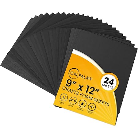 24 Ct Sheets Black EVA Cosplay Foam in 9” x 12’’ Sheets; High Density Thick Foam 85 kg/m³, 6mm (1/4”); Great for Costumes, Props, Armor, Masks, Arts and Crafts Projects