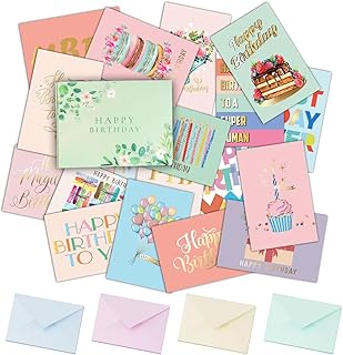 20 Unique Happy Birthday Cards. 20 Gold Foil Birthday Cards Bulk With Message Inside.Variety Set of 20 Assorted Birthday Cards with Envelopes, Bulk Greeting Cards Assortment