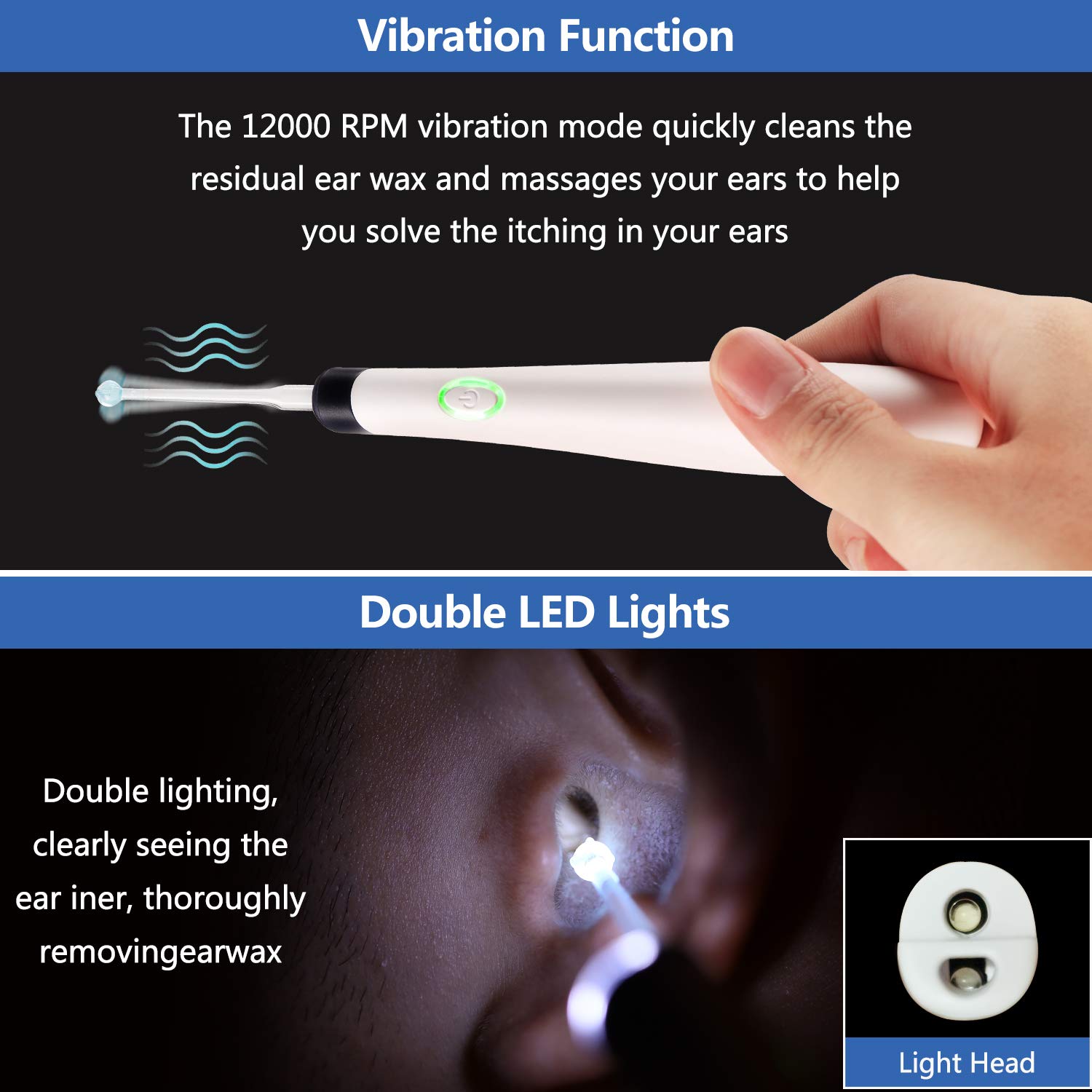 ear vibration massage Buy Earwax Removal Kit with Light, Ear Wax Cleaner with Ear Canal Vibrating  Massage, Earpick Kit with Dual LED Lights, Earwax Remover with Vibration,  Lighted Ear Scoop Set with 4 Ear Spoon