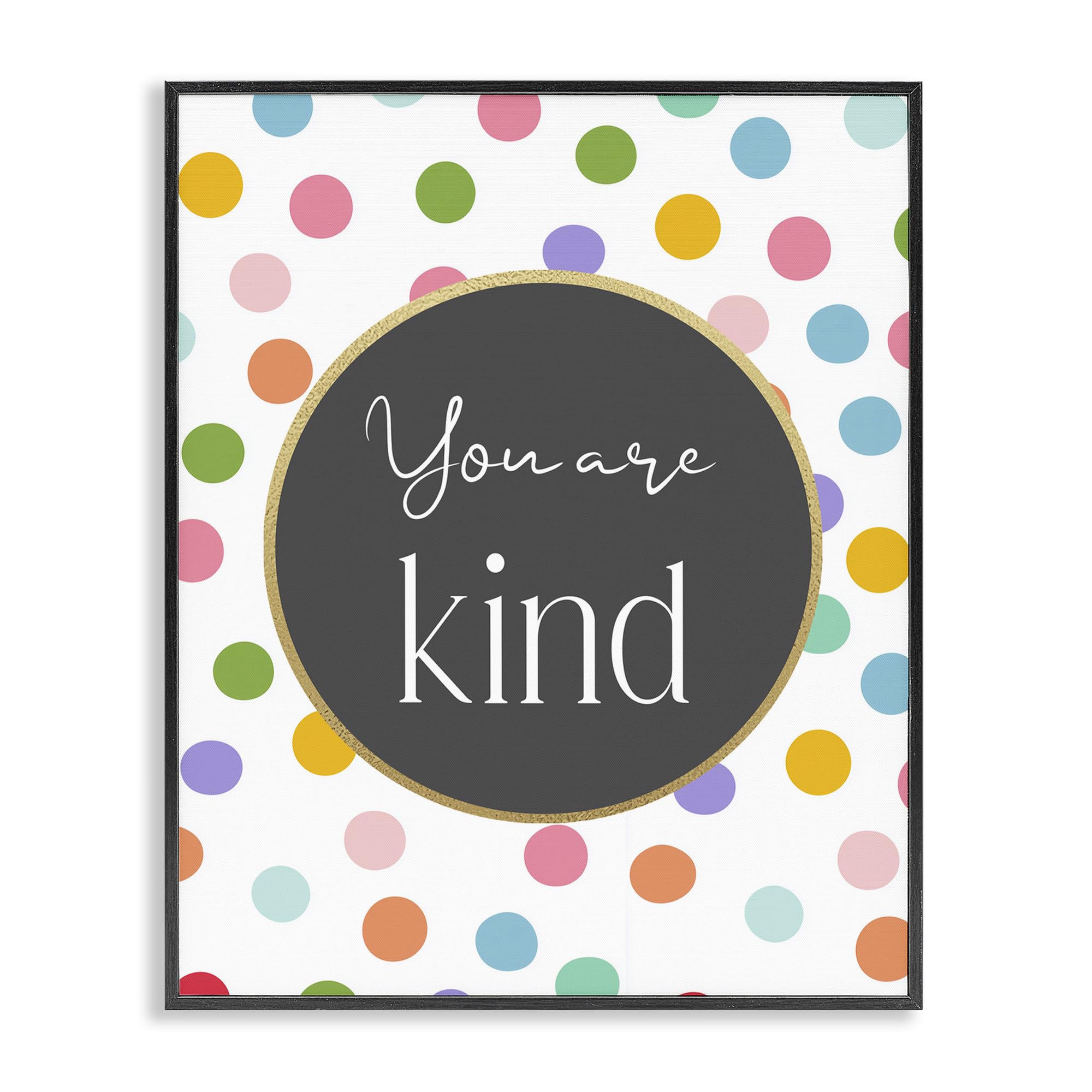 Stupell Industries Midnight Black (Textured) 'You Are Kind Polka Dots'| Framed Giclee Art
