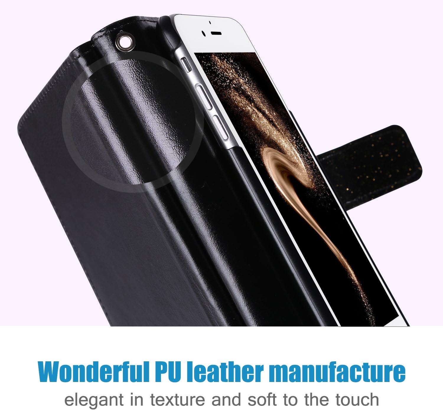 BENTOBEN iPhone 8 Plus Case,iPhone 7 Plus Case, Sparkly Glitter Flip PU Leather Credit Card Slot Cash Holder Wristlet Magnetic Closure Full-Body Protective Wallet Case Cover for iPhone 7/8 Plus,Black