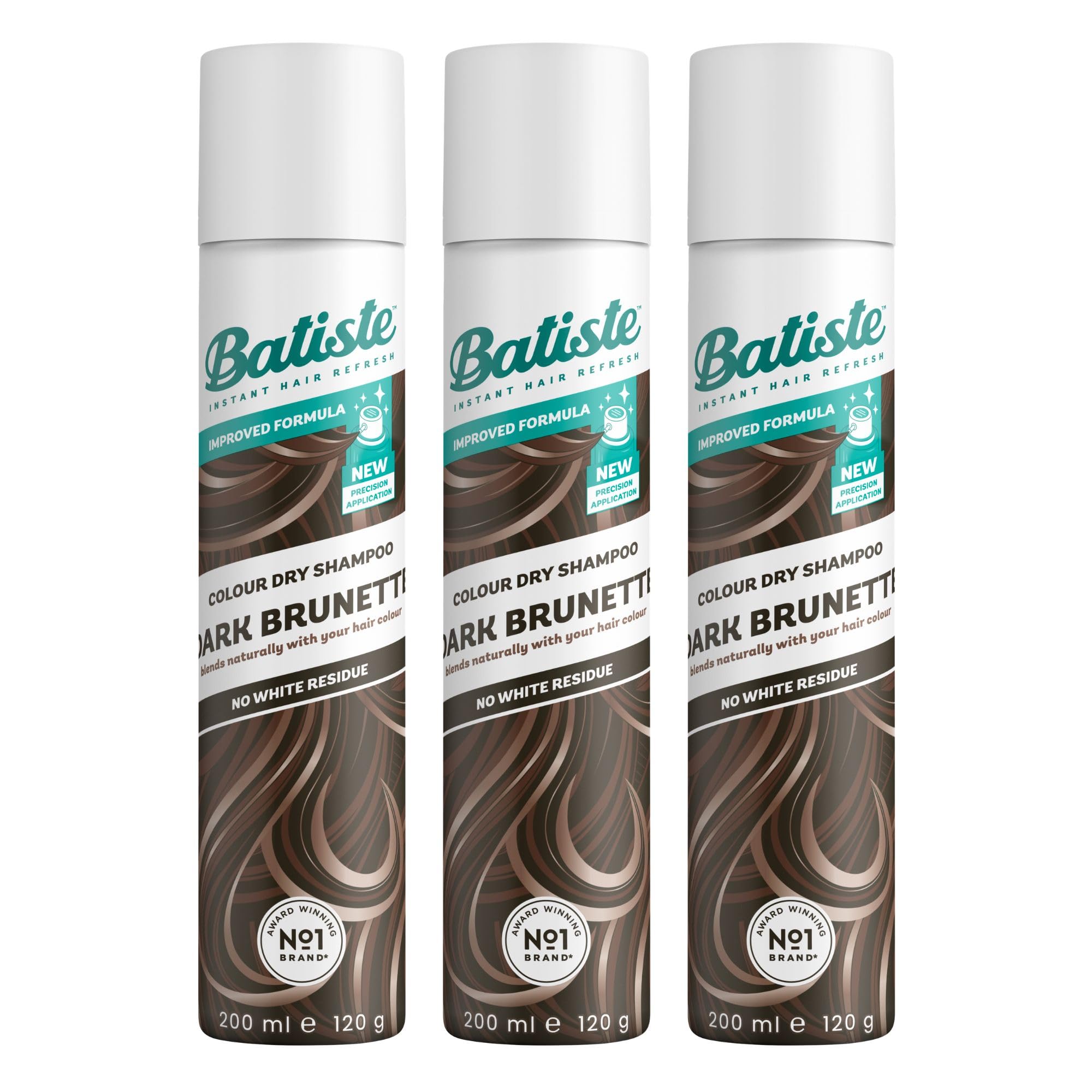 Batiste Colour Dry Shampoo - Black and Dark Brown, 200 ml (Packaging may Vary) (Pack of 3)