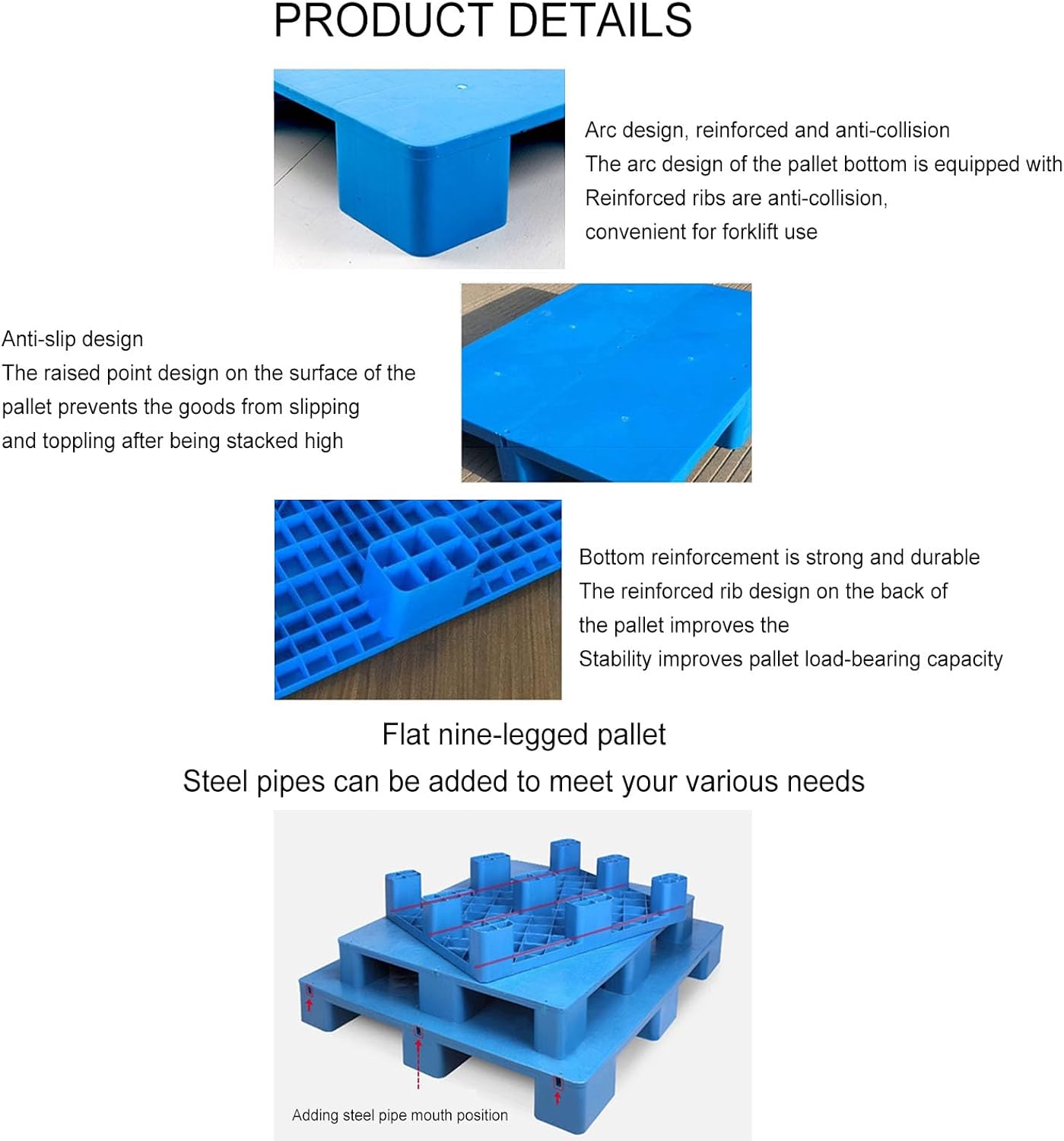 Plastic Shipping Pallets for Basement Storage,Lightweight Nestable Floor Pallets, Breathable Grid Pad Ventilation Pallet, Easy to Stack, for Indoor Warehouse Garden Flooring Basement Superma