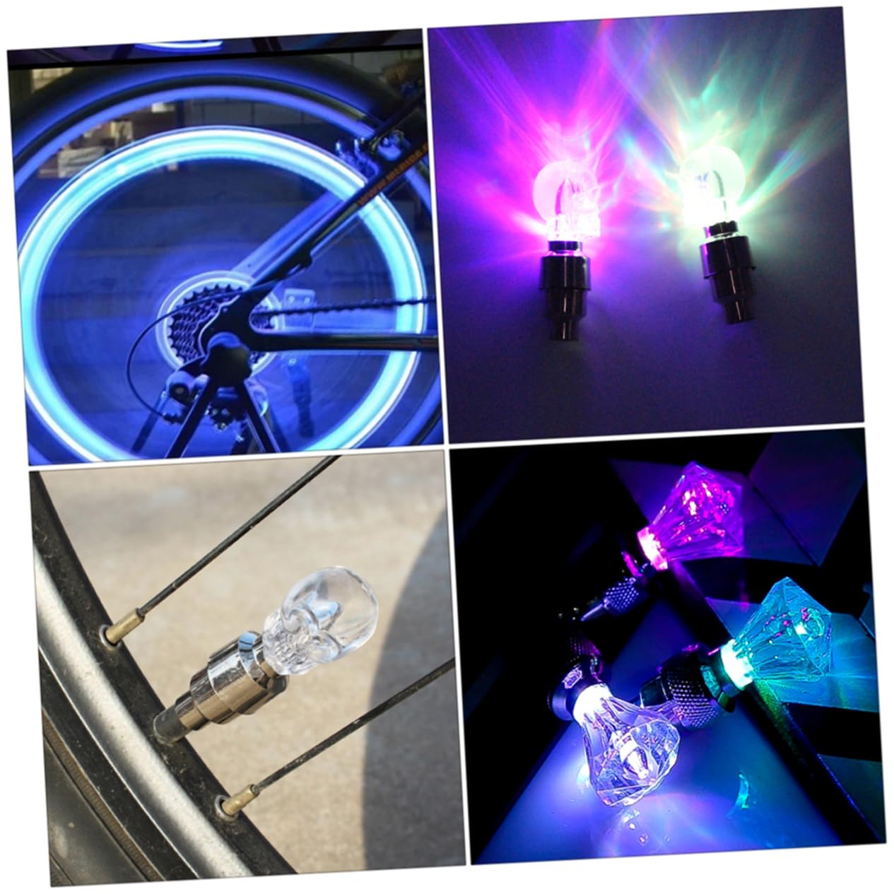 Yardwe Vélo Valve Lumière Pédale Tige Phare Néon Feux De Roue LED Blinker Bike Light Housse Pneu Volant Voiture Vélo Lumière Éclairage Vélo De Route Plastique