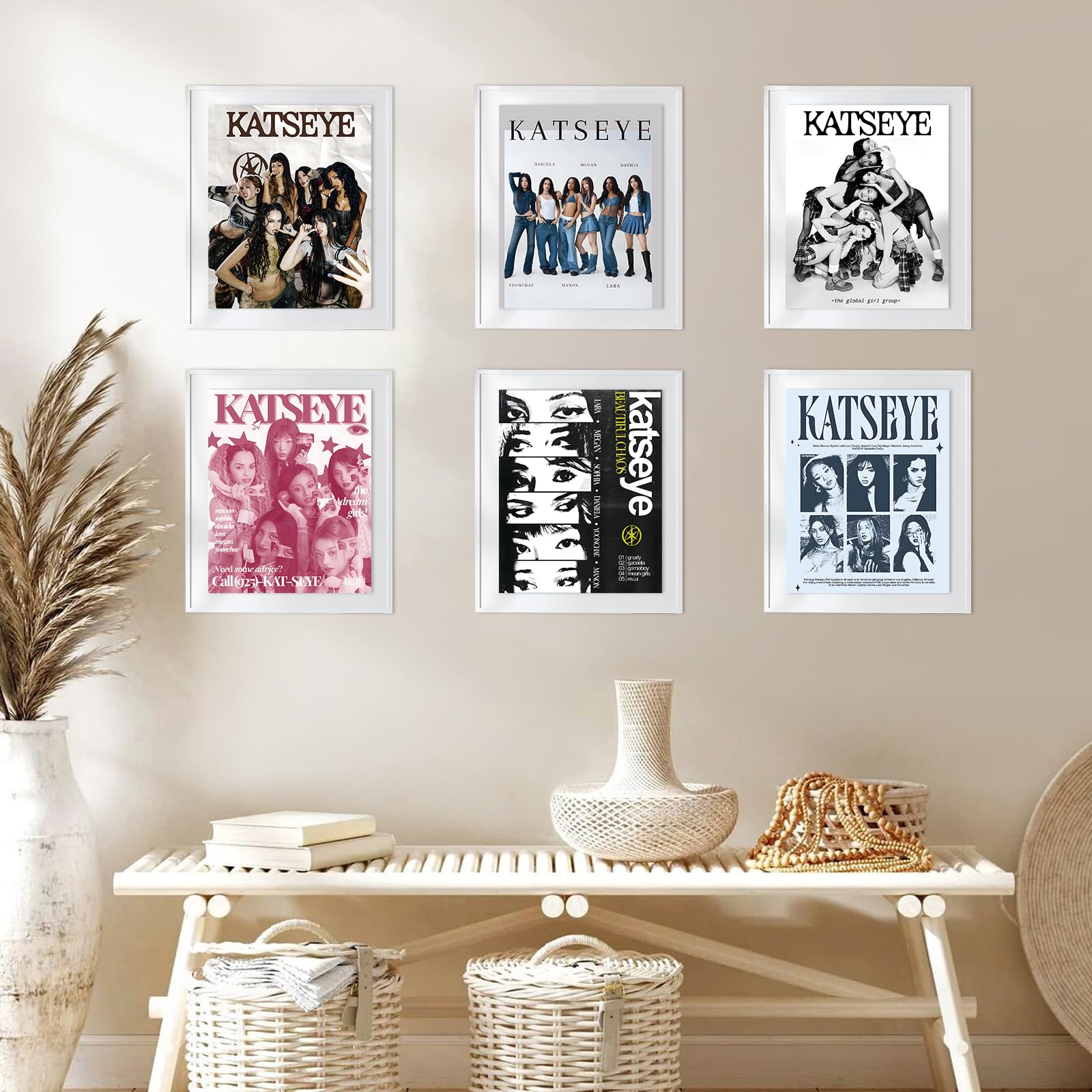 UJBVCX Set di 6 Katseye Poster Music Posters Collage da Parete, Poster della Camera, per Dormitorio (20 x 25 cm)