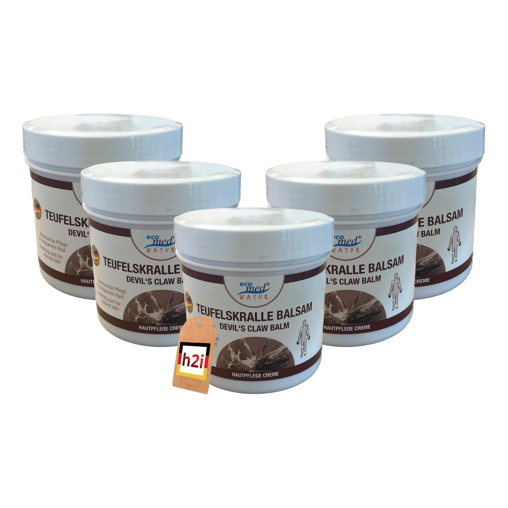 h2i Teufelskralle Balsam | 5 x 250 ml | Pflegegel in Apotheken Qualität | wohltuende Pflege für entspannte Haut