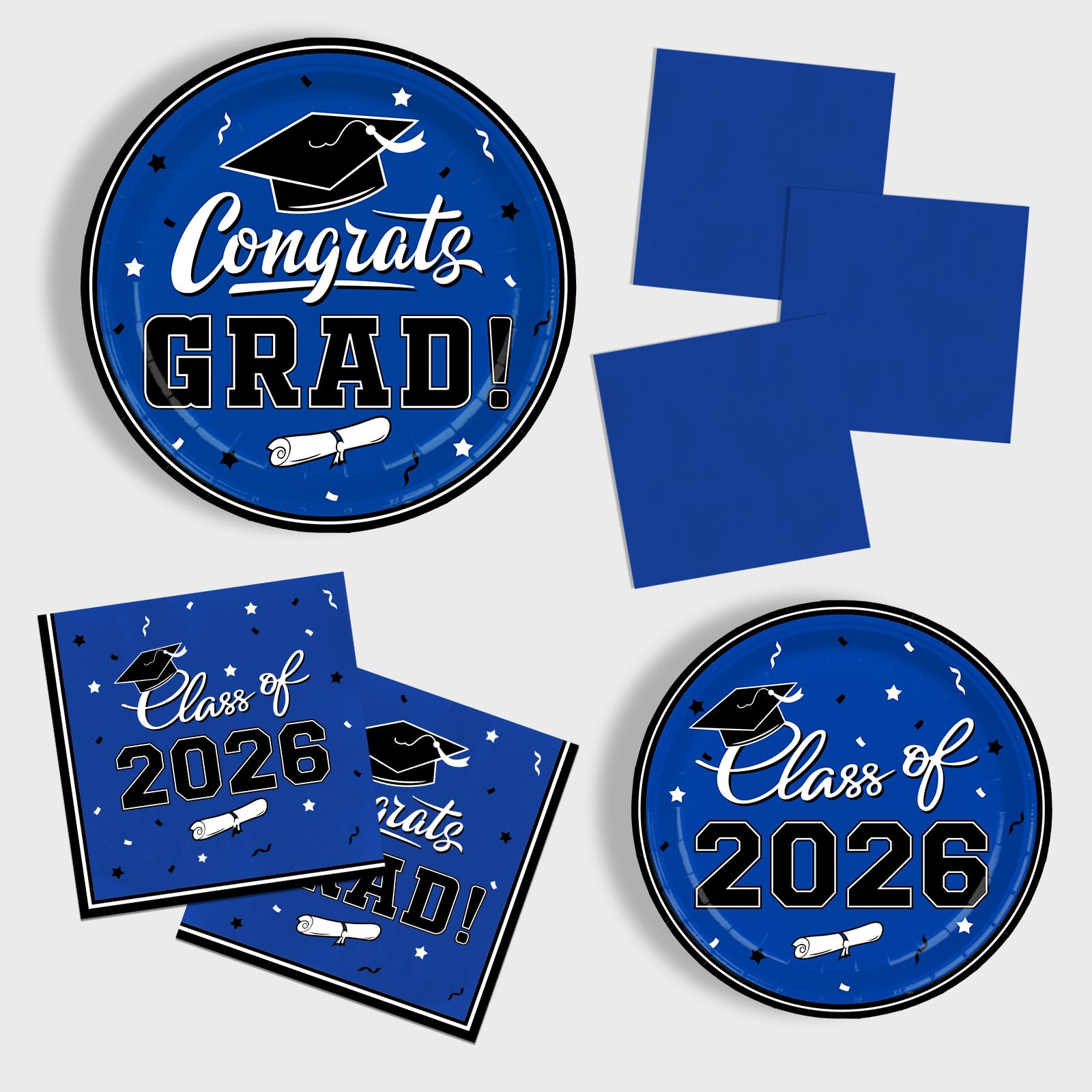 Gatherfun Graduation decorations 2026 Graduation Plates and Napkins Blue Disposable Paper Plates Luncheon Napkins Cocktail Napkins for Congrats Grad Party Decorations, Serve 50 — Amazon image 4