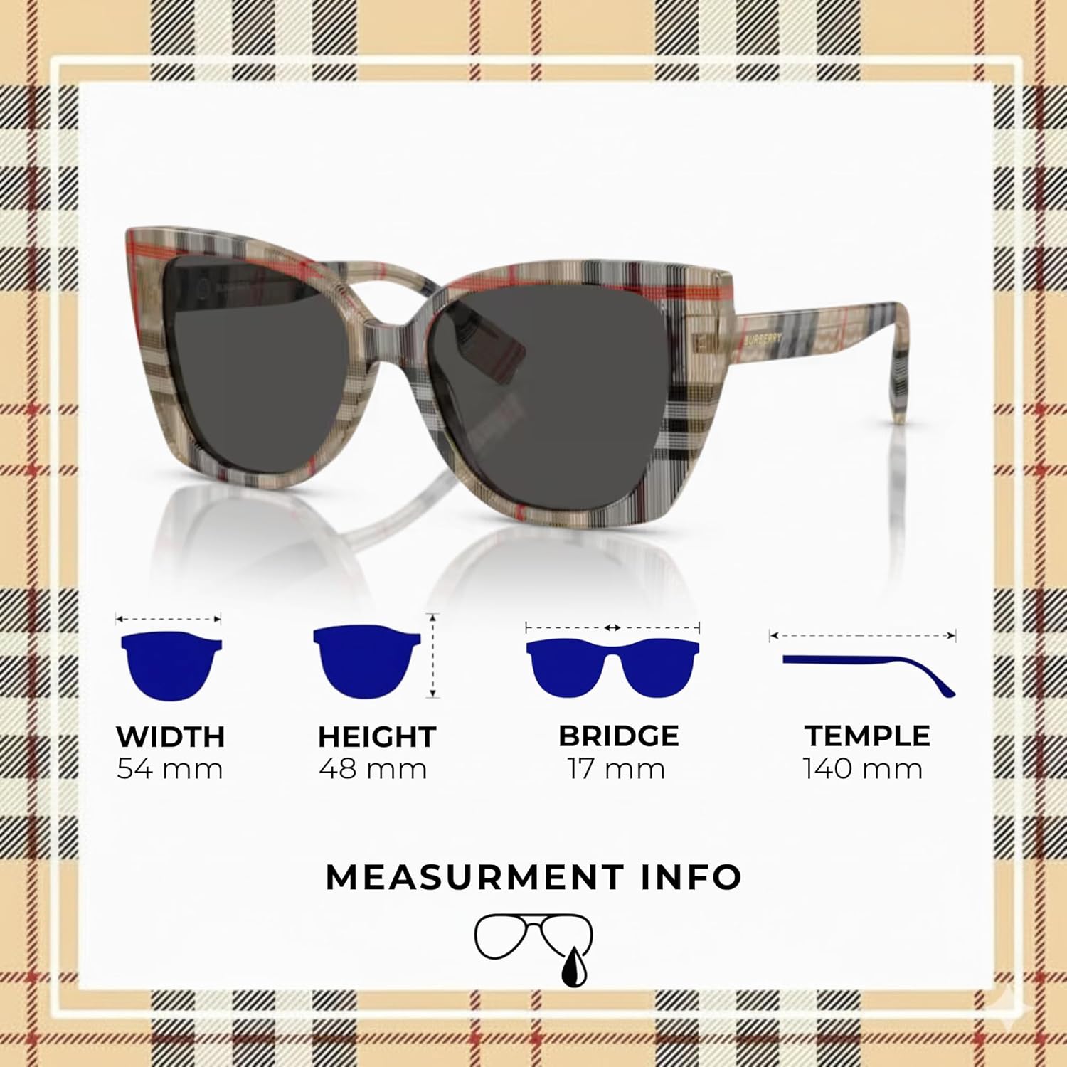 BURBERRY MERYL BE4393 Cat eye Shape Acetate Sunglasses with Luxury Eyewear Kit - Image 5