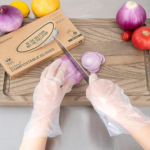 Miniatura 4 de Restaurantware Eco Serve - Guantes pequeños, 100 guantes desechables a base de plantas, sin látex, sin polvo, sin látex, guantes de plástico