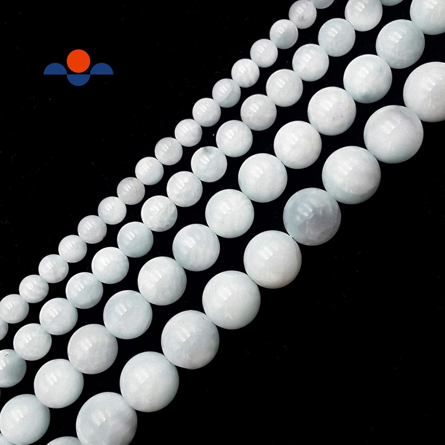 JM Design Light Blue Chatoyant Celestite Smooth Round Beads Size 12mm 15.5" Strand for Jewelry Making