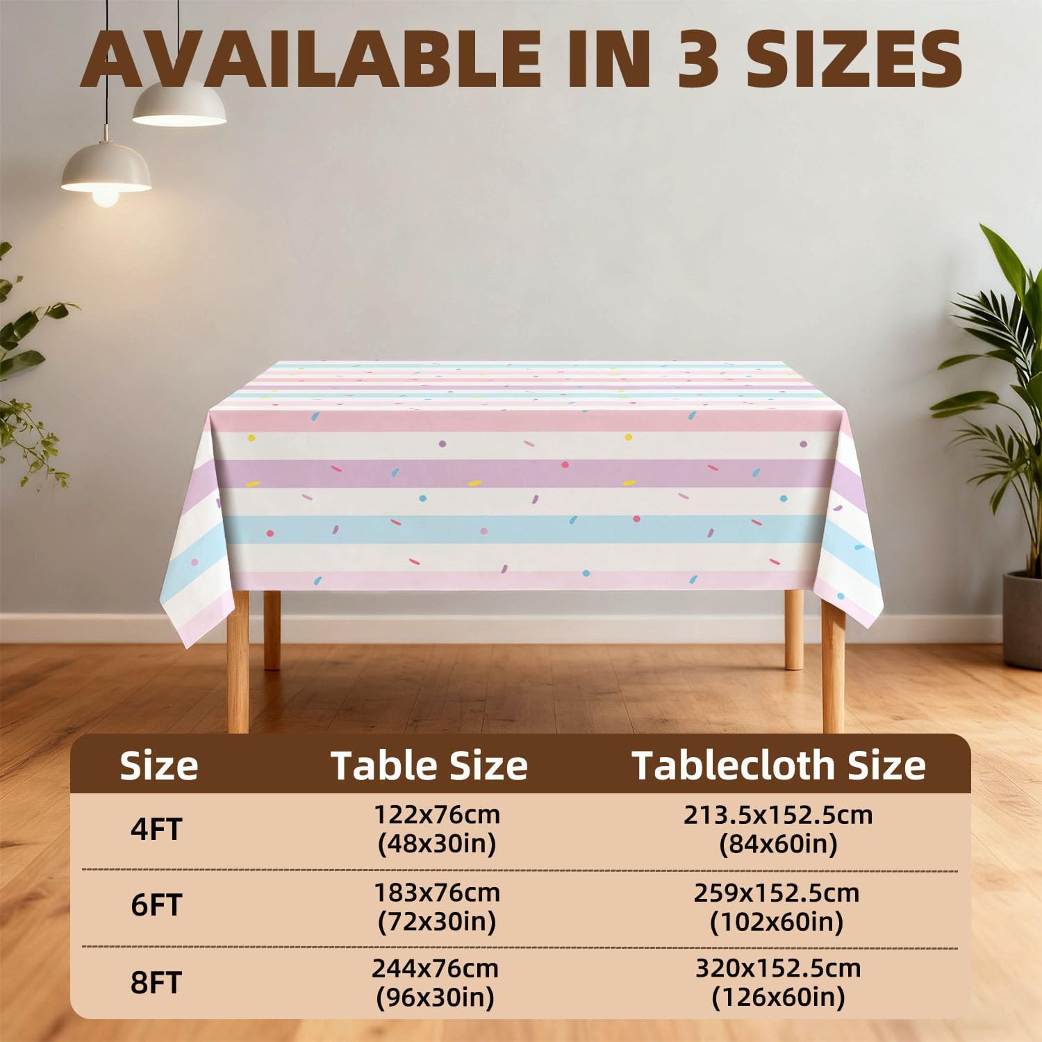 Waterproof Tablecloth Rectangular Reusable Table Cover for Indoor Outdoor Party Picnic Kitchen Washable Wipe Clean Sprinkle Table Cloth,4FT/84 x 60 Inch