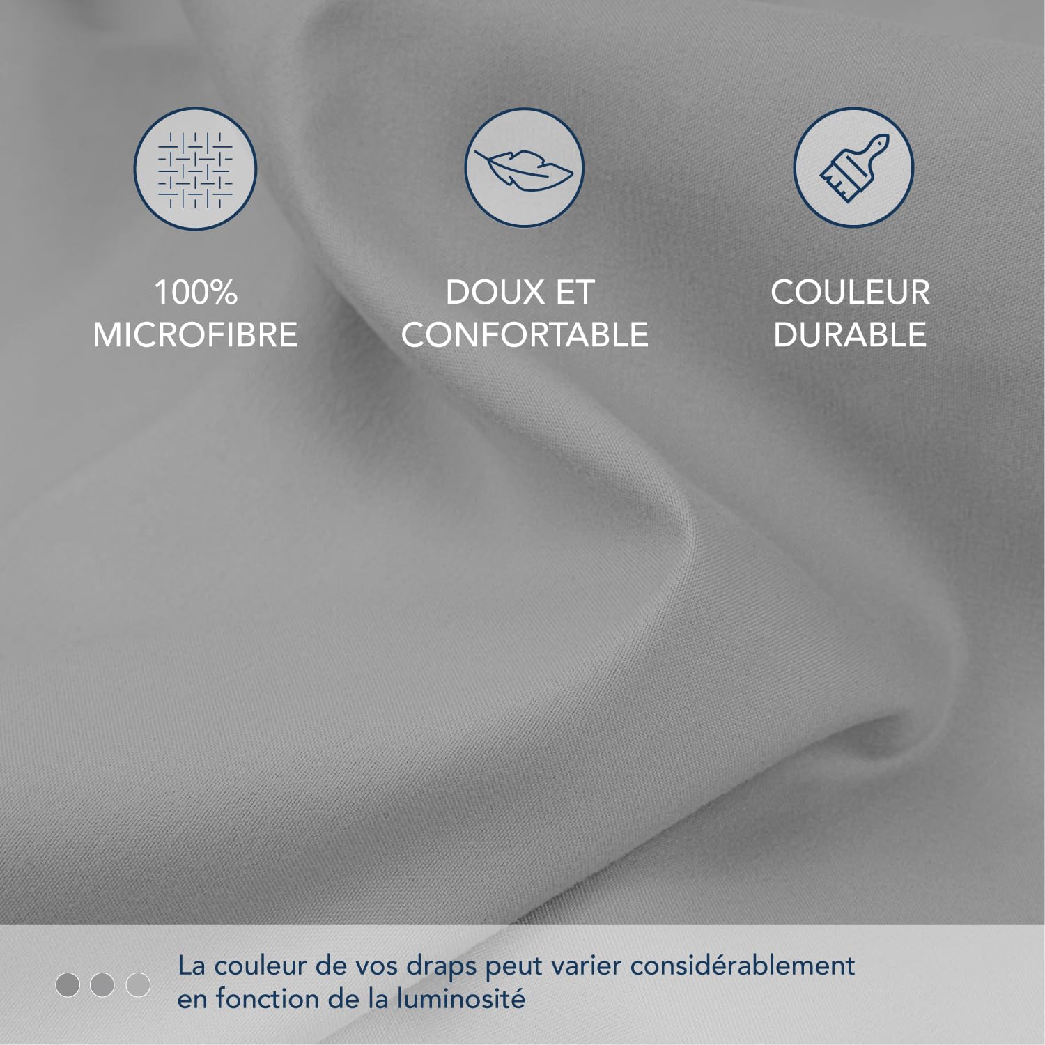 Dreamzie Drap Housse 140x190/200 Bonnet 35 cm Microfibre Anthracite Certifié Oeko TEX