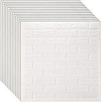 Vista 12 de Queenbox 12 piezas de papel tapiz de ladrillos de espuma sintética de 27 x 30 pulgadas, efecto 3D sólido, autoadhesivo, para despegar y pegar