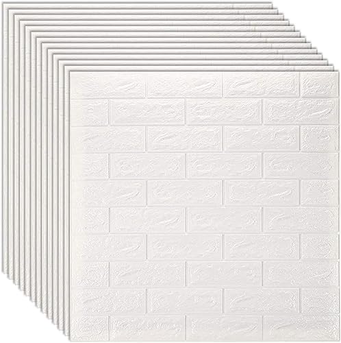 Miniatura 12 de Queenbox 12 piezas de papel tapiz de ladrillos de espuma sintética de 27 x 30 pulgadas, efecto 3D sólido, autoadhesivo, para despegar y pegar