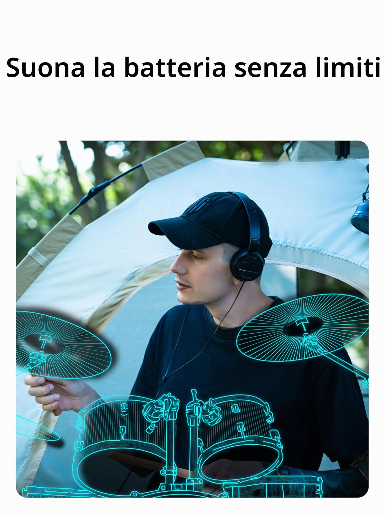 AeroBand Set di bacchette per batteria virtuale PocketDrum2 MAX, bacchette per batteria virtuale e pedali e adattatore Bluetooth, suona la batteria ovunque e in qualsiasi momento, 8 tonalità e USB