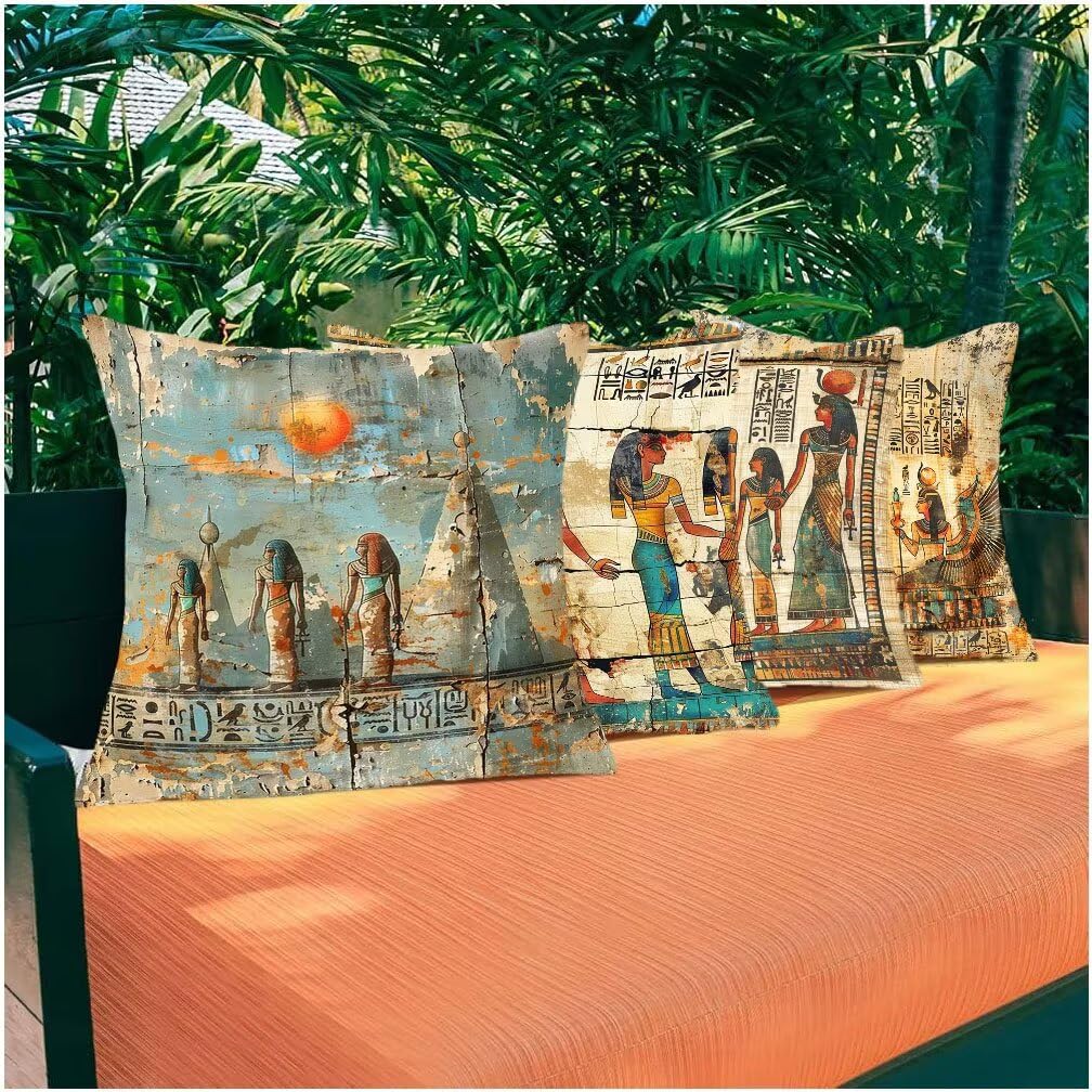 Grau Kissenbezug 60X60CM 4er Set Outdoor Kissen Sofakissen Wandgemälde Wetterfest Quadrat weich Dekokissen mit Verdecktem Zip Voll Waschbar, Sofa Schlafzimmer Garten Balkon Dekoration Geschenk N-G3Z92