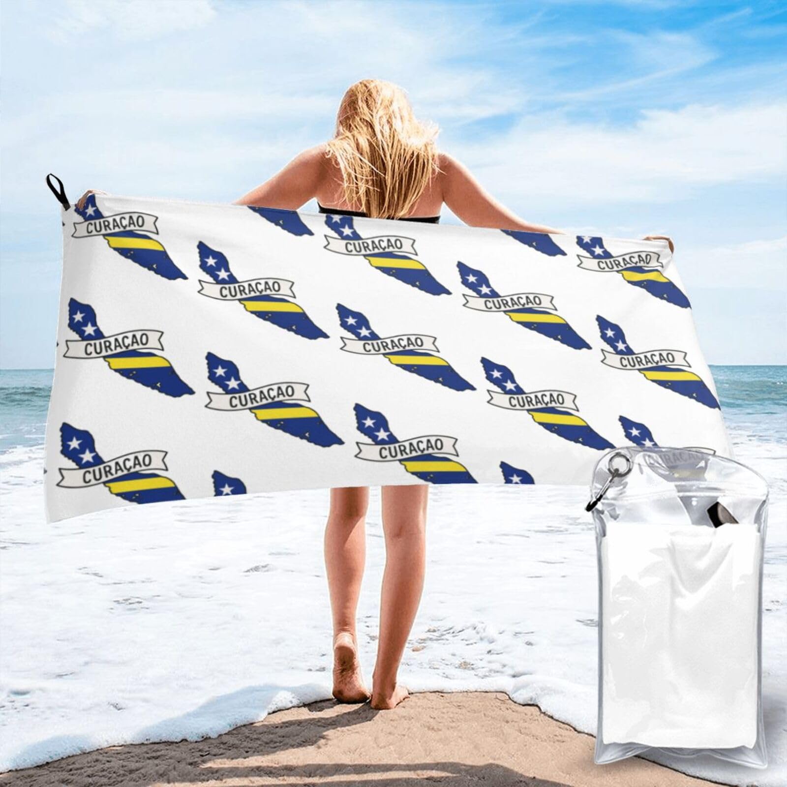 HLBSDM Curacao Map Print Beach Towel Quick Dry Portable for Swimming Yoga Travel Campers