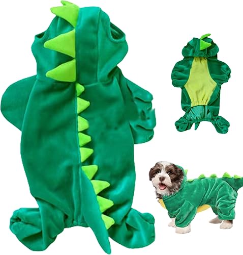 Disfraces para perro, disfraz de dinosaurio, talla L, lindo disfraz de perro de Halloween, chaqueta, abrigo de terciopelo de cristal cálido, ropa