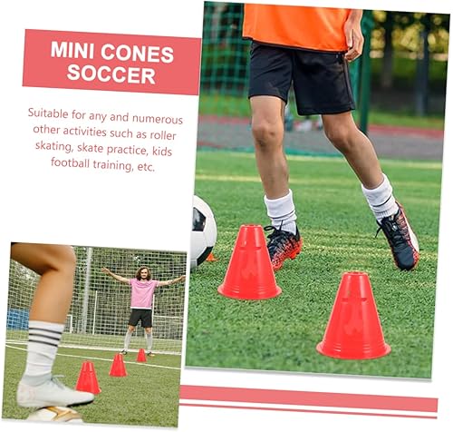 Miniatura 6 de Paquete de 20 conos deportivos de 3.1 in de alto, marcadores de agilidad de plástico resistente para entrenamiento de fútbol y patinaje sobre