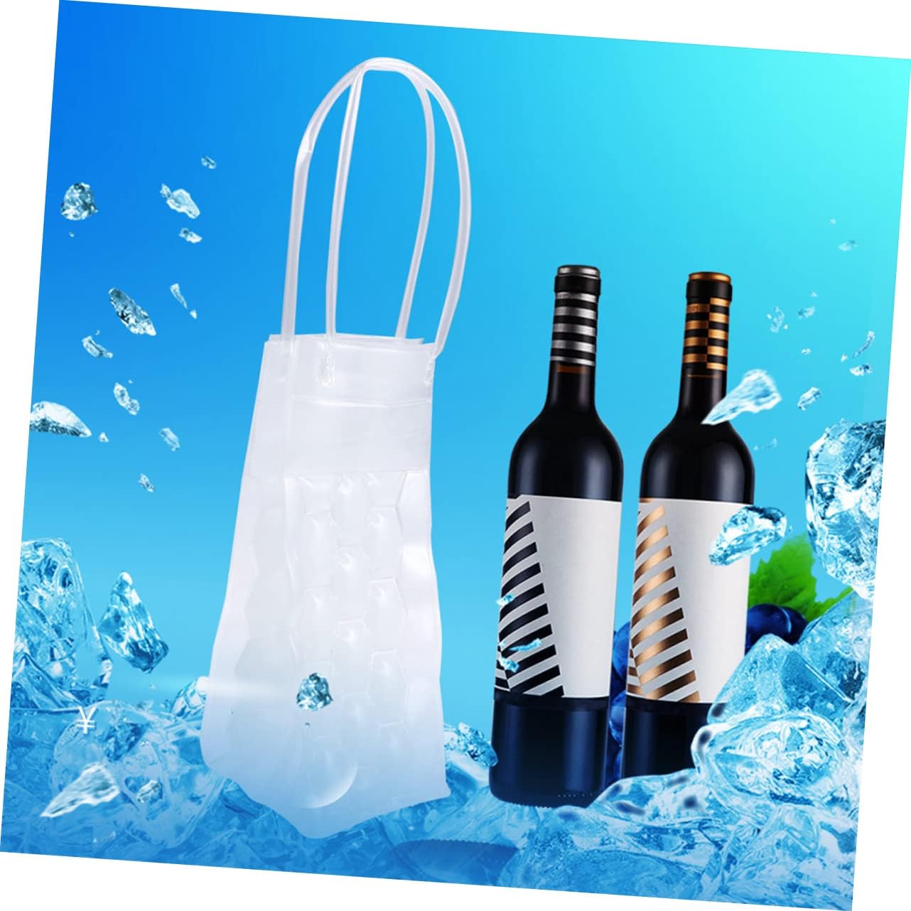 3 Piece PVC Wine Bottle Cooler Bags, 750ml Double Sided Chilling Carrier | Reusable Chill Sleeve, Fits Wine and Beer Bottles, Travel and Picnic Use, Dry Surface, Shaped to Bottle