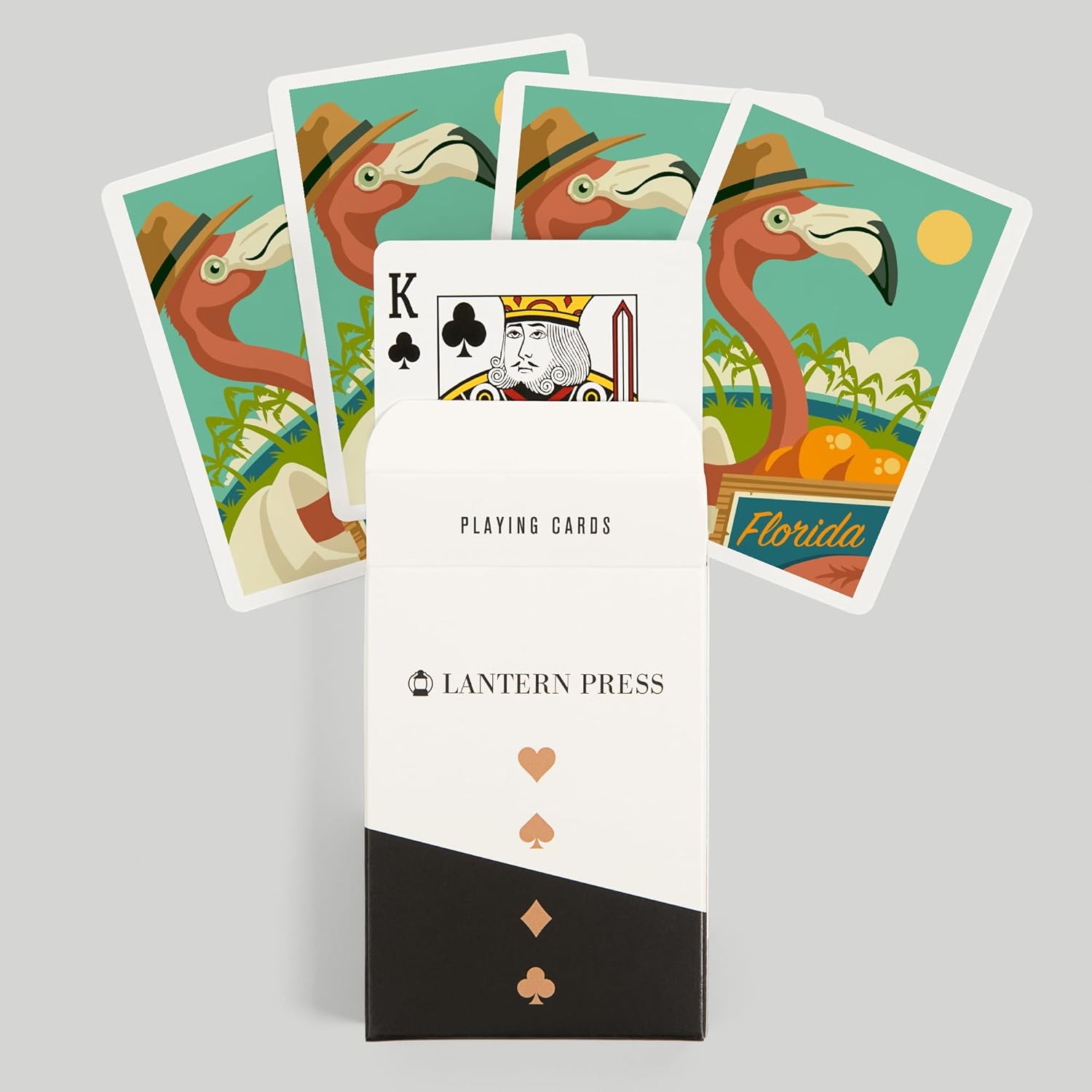 Lantern Press Florida, Flamingo and Oranges, 52 Playing Cards for Adults, Poker Size Card Deck
