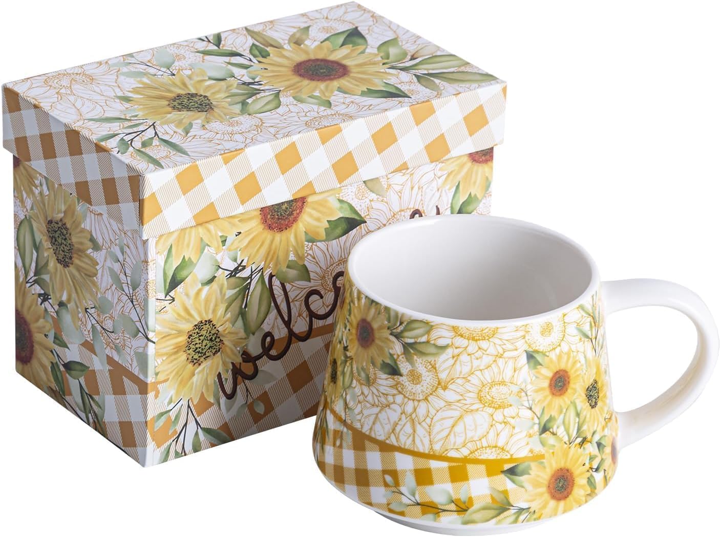 Topadorn Ceramic Coffee Mug 12Oz, Porcelain Tea Cups With Handle, Microwave & Dishwasher Safe, Large Latte Mug for Men Women Office Work, Sunflower - Image 9