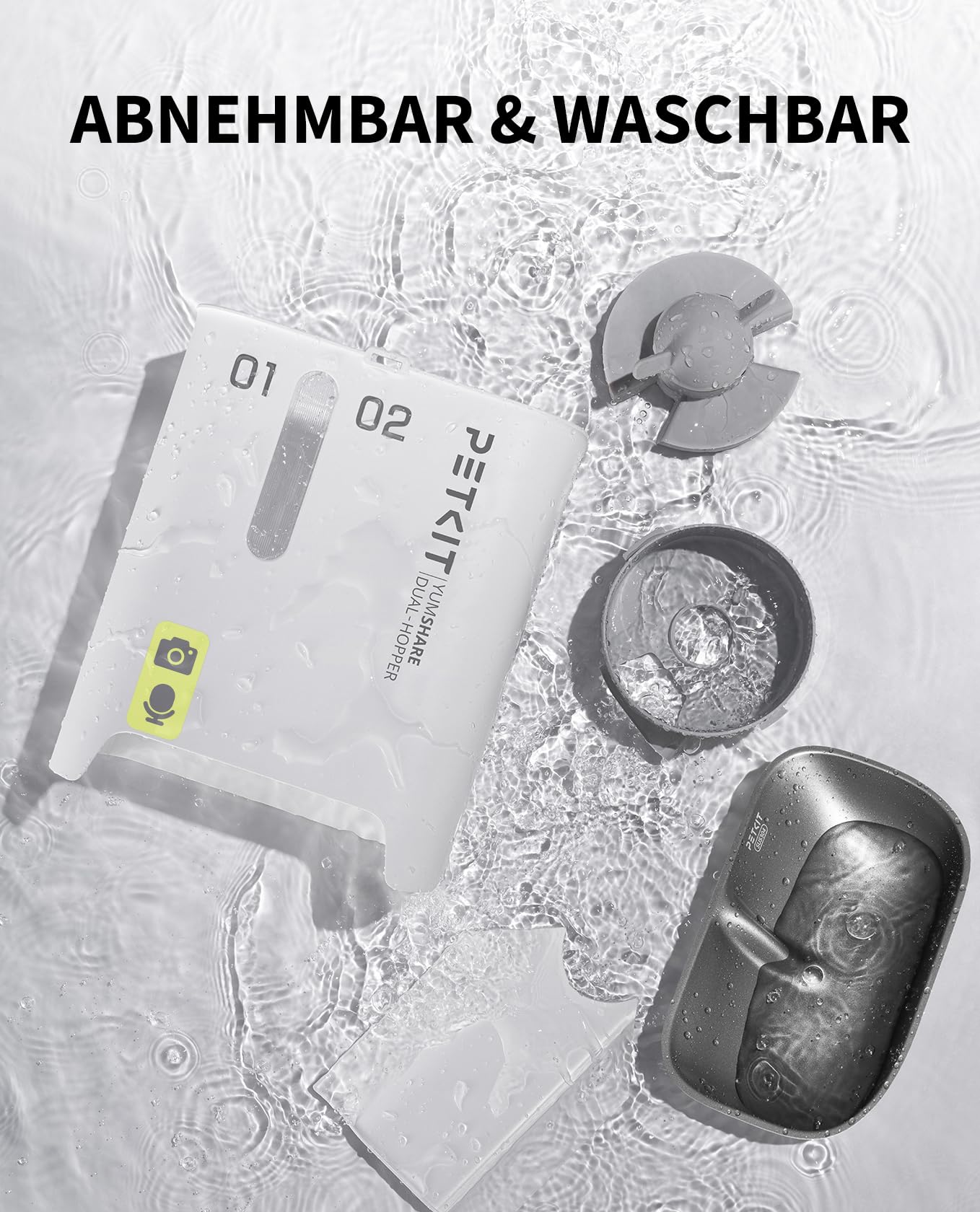 PETKIT Futterautomat Katze 2 Näpfe Mit Kamera, Futterautomat Katze,5L Katzen Futterautomaten,Automatischer Futterspender für Katze und Hund,KI Funktion,1-10 Mahlzeiten/Tag, 1-30 Portionen