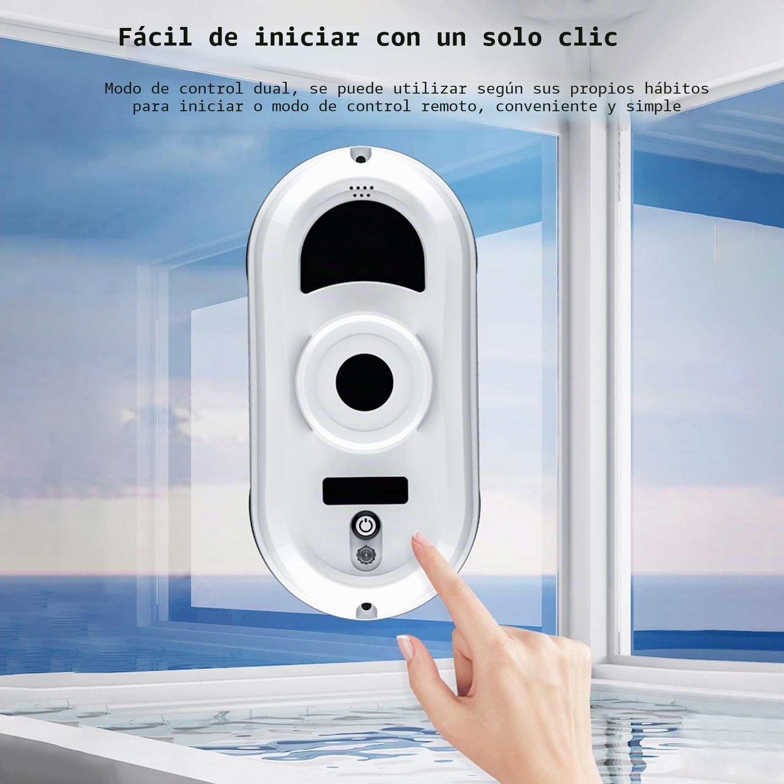 Limpiador de ventanas robótico, 5600 Pa de succión, limpiador de ventanas automático, sistema de seguridad, navegación inteligente, control remoto, para todas las superficies lisas, con 10 paños (C)
