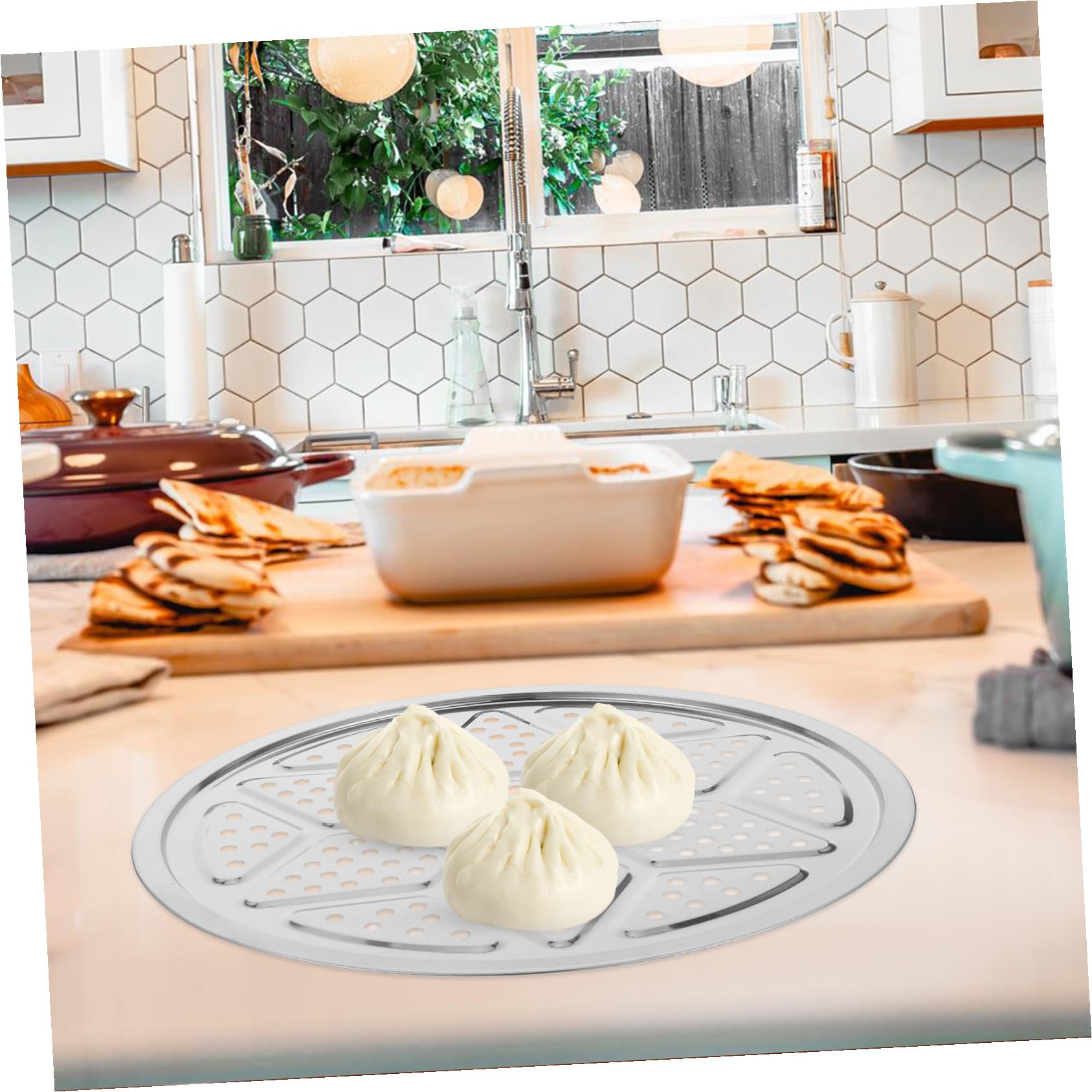 SHINEOFI 2 piezas Bandeja de Vapor Redonda de Acero Inoxidable de Rejilla para Cocinar al Vapor Compatible con Ollas y Cocedoras Presión Resistente y Duradera para Cocina Doméstica y