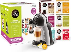 NESCAFÉ Dolce Gusto EDG155.BG Mini-Me Automatic Coffee Machine Black & Arctic Grey by De’Longhi - Starter Kit