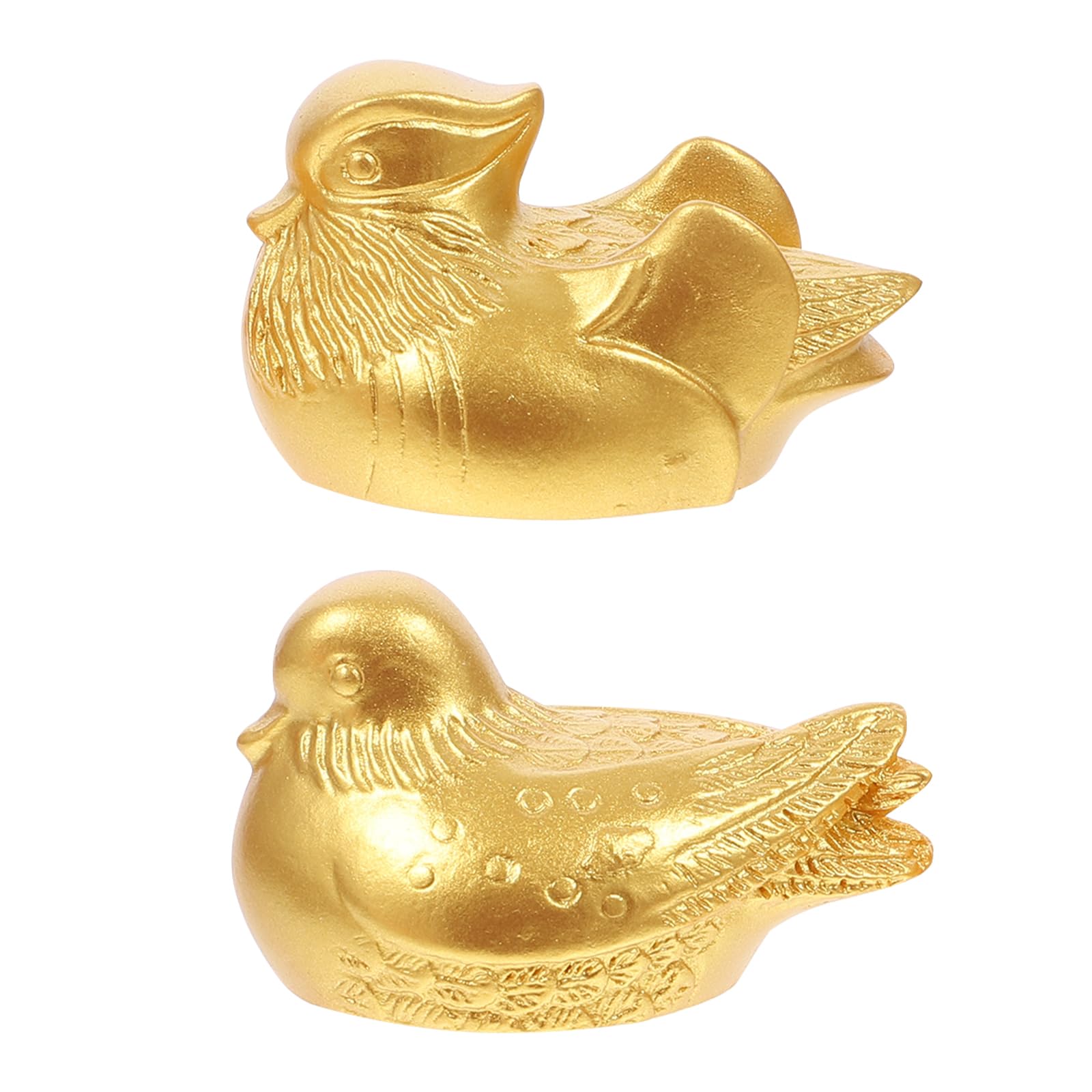 LIFKOME 2Pcs Mandarin Ducks Statue Chinese Feng Shui Yuan Yang Figurine Golden Duck Love Birds Ornament for Valentines Day Wedding Home Office Decor