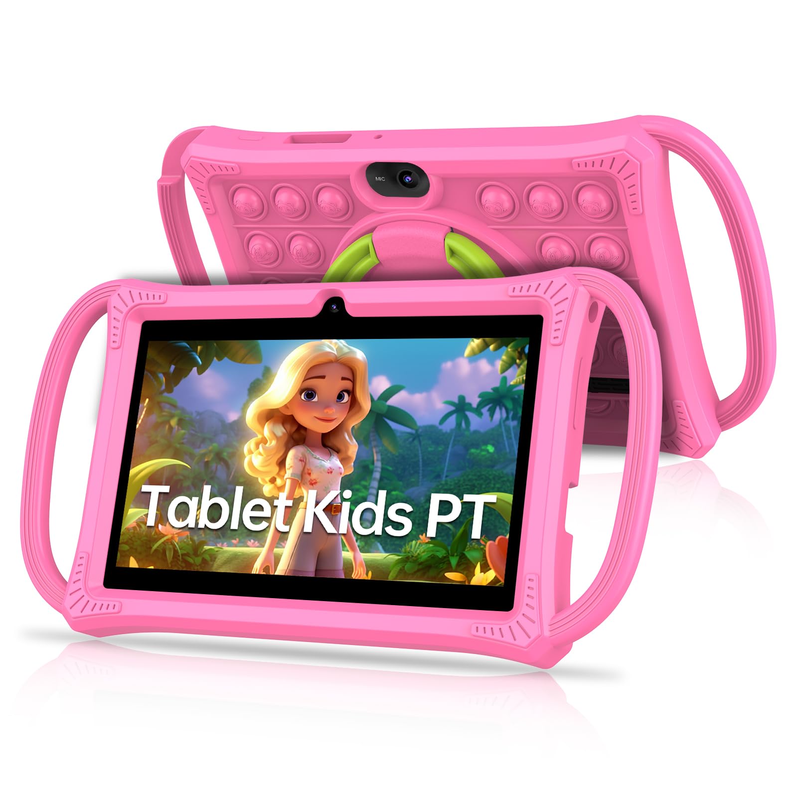 PRITOM Kids Tablets 7 inch, 32 GB, Toddler Tablet with Un-Zipped Case, WiFi, Dual Camera, Education, Games, Kids Software Pre-Installed, Parental Control, Pink