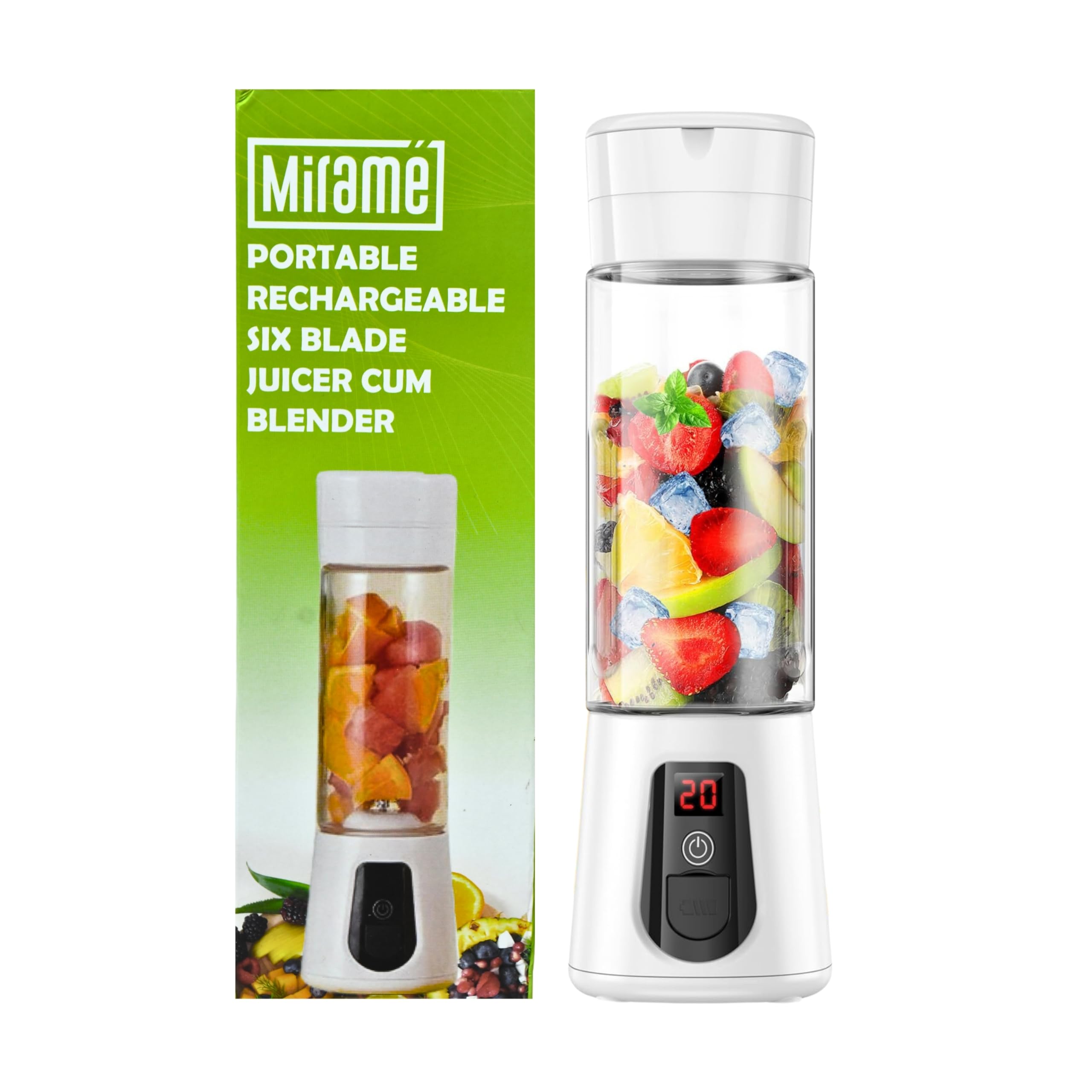 Portable Blender 420ml – Rechargeable Cordless Juicer & Smoothie Maker | 120W Motor, 6 Stainless Steel Blades, BPA-Free | Travel Lid, Detachable Strainer, Safety Auto Cut-Off, 1 Year Warranty