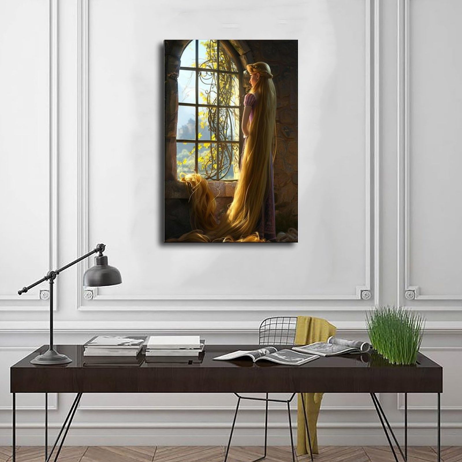 NFFBGFD Stampa artistica da parete su tela, motivo: Rapunzel Skurrile Kinderzimmer Dekoration, 50 x 75 cm