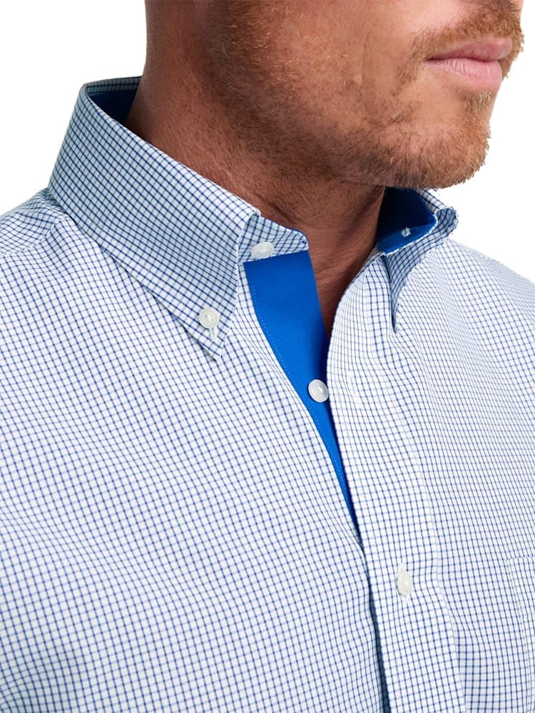 Paul Fredrick Men's Classic Fit Non-Iron Cotton Check Dress Shirt - Image 3