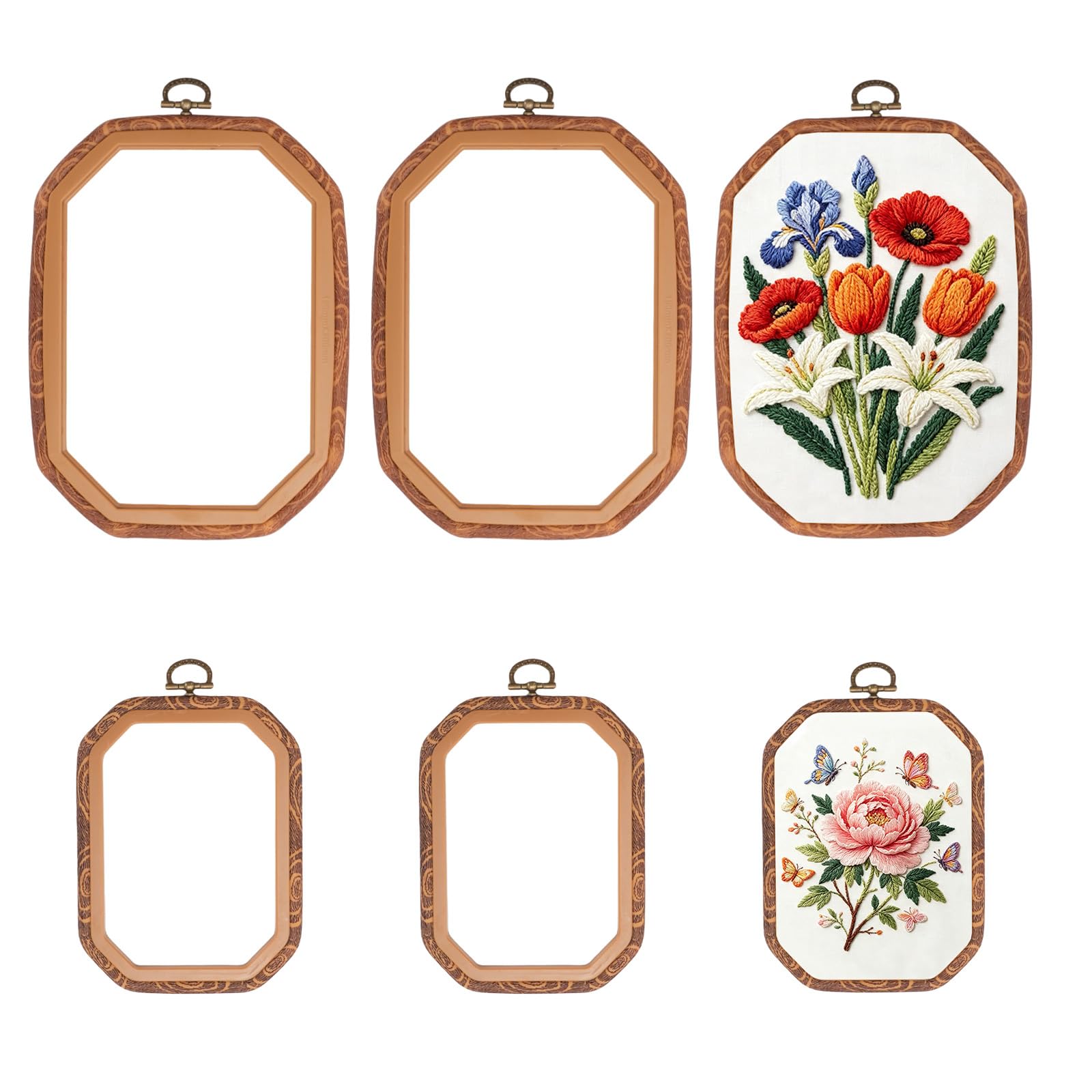 FHDUSRYO 6Pcs Rectangle Embroidery Hoop Frame for Cross Stitch, DIY Sewing