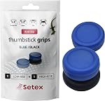 Setex Gecko Grip, 1 High Rise + 1 Low Rise Thumbstick Grip Covers, for PlayStation PS5, PS4, Xbox One, Steam Deck, Anti-Slip Microstructured Analog Stick Thumb Grips, Black & Gold, Covers Only