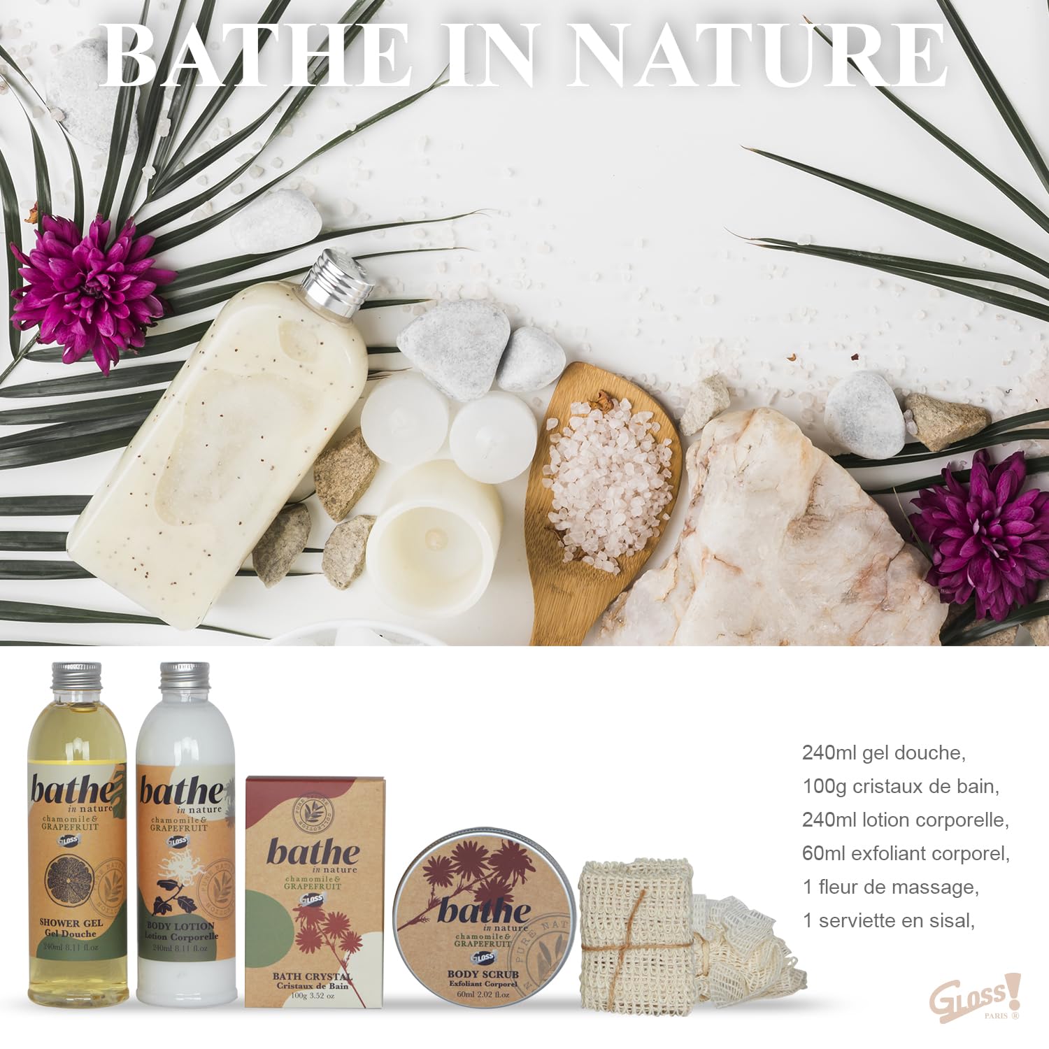 Coffret Cadeau pour Femme | Produits de Bain Camomille et Pamplemousse | Ide de Cadeau Original | Idal Anniversaire Maman | Panier de Beaut, Soin et Bien-tre | Bathe in Nature by Gloss! - Image 3