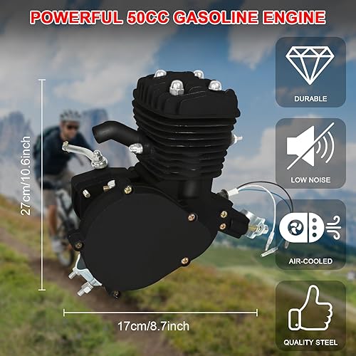 Miniatura 3 de Ktaxon Kit de motor de bicicleta de 50 cc, kit de bicicleta motorizada de 2 tiempos para la mayoría de bicicletas de 26 pulgadas por encima, kit de