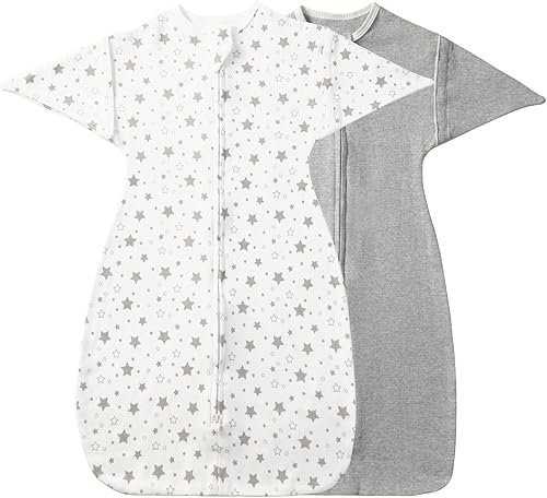 Miniatura 1 de Paquete de 2 mantas de transición con cremallera de 2 vías, 100% algodón, saco de dormir de transición para bebé