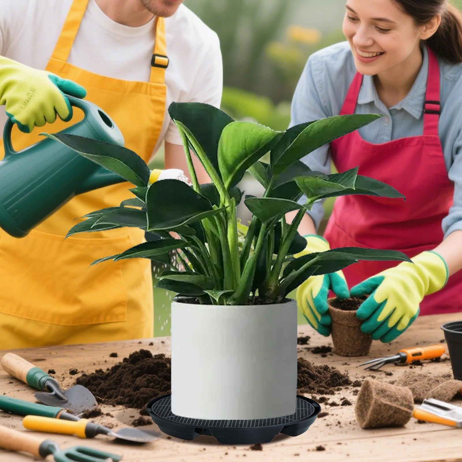 Base Autoirrigante 4 Pezzi Dispositivi Giardinaggio Fiori Da Vaso | Sottovaso Con Irrigazione Automatica Per Serra, Patio, Sentiero, Cortile, Fattoria, Tenda Da