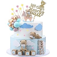 Vista 13 de Yinder Adornos para Tarta de Oso Mini Adornos para Tarta de Oso Adornos para Tarta de Bola de Perla Blanca y Oro para Decoraciones de Fiesta de Gris