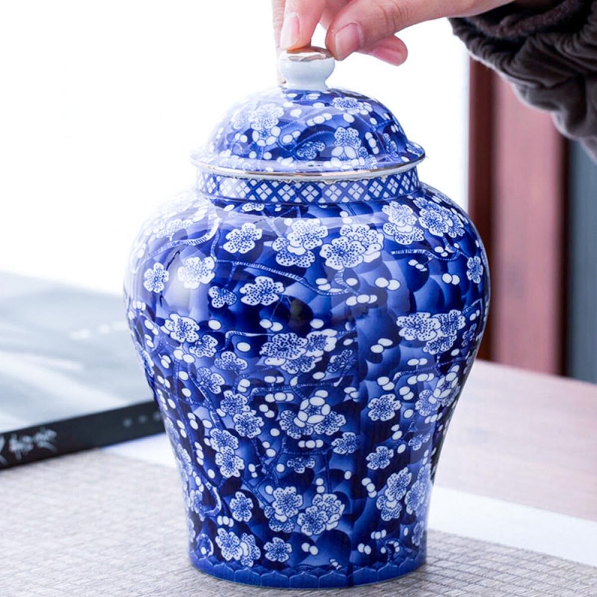 Contenedor de Cerámica Resistente al Desgaste y Fácil de Limpiar para Guardar Té Diseño Clásico Color Aleatorio Adecuado para Almacenar Infusiones Cocina