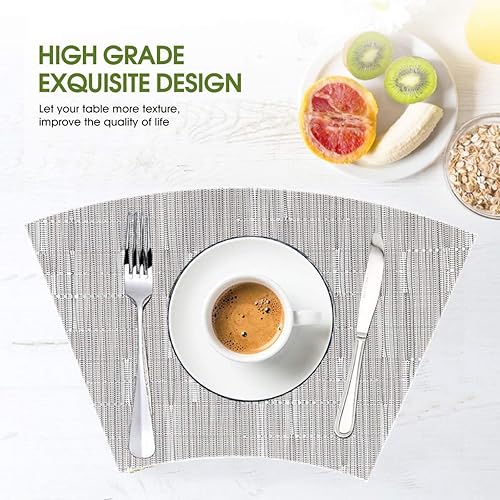 Miniatura 5 de LYPER Juego de 5 manteles individuales de mesa redonda, manteles individuales decorativos de cuña con centro de mesa de vinilo tejido, resistentes
